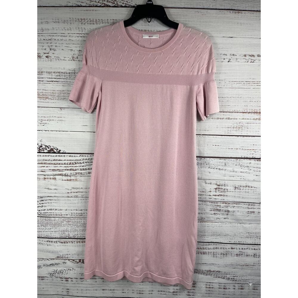 Leggiadro Sweater Dress Women's Size S Pink Cotton Silk Knit Short Sleeve Italy